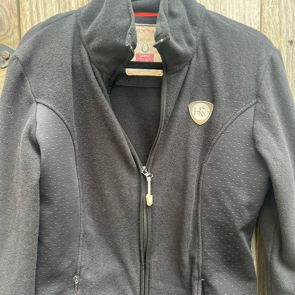 HORSEWARE Ireland Black Fleece Full Zip Jacket Women’s Large 10 - Picture 2 of 7